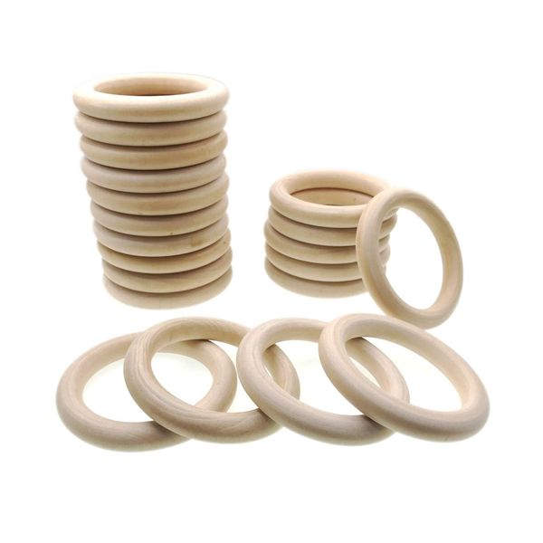 JZK 10 x 10cm Großes Natürlich Holzringe zum basteln, unfertiger holzring für Makramee spielbogen blumenampel greifling, runde Holzreifen hölzern Ring für Pflanzentopfhalter