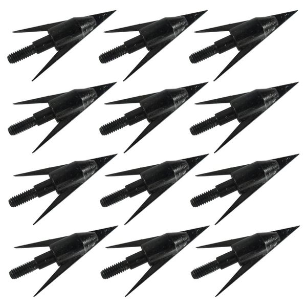 e5e10 12Pcs Fishing Arrowheads Screw-on Points 150 Grain Black Bowfishing Screw Tips Broadheads for Fishing Arrow Compound Bow, Crossbow and Recurve Bow (Type1)