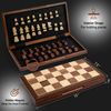 Handmade Walnut Chess Set 15in Folding Board with Extra Queens Storage Bags