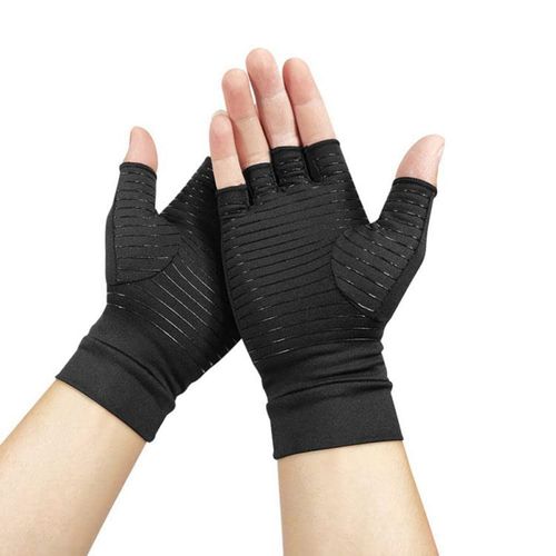 Copper Compression Arthritis Gloves, Best Copper Infused Gloves, Rheumatoid Osteoarthritis Wrist Support, Fingerless Arthritis Gloves, Pain Relief and Healing for Arthritis, Carpal Tunnel,1 Pair (L)