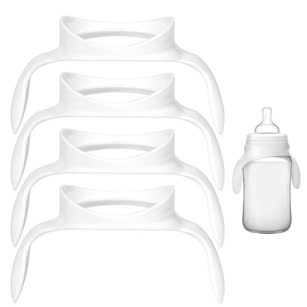 4pcs Baby Bottle Handles for Philips Avent, White Baby Bottle Holder with Easy Grip Handles Baby Bottle Accessories for Baby Feeding Drink Independently