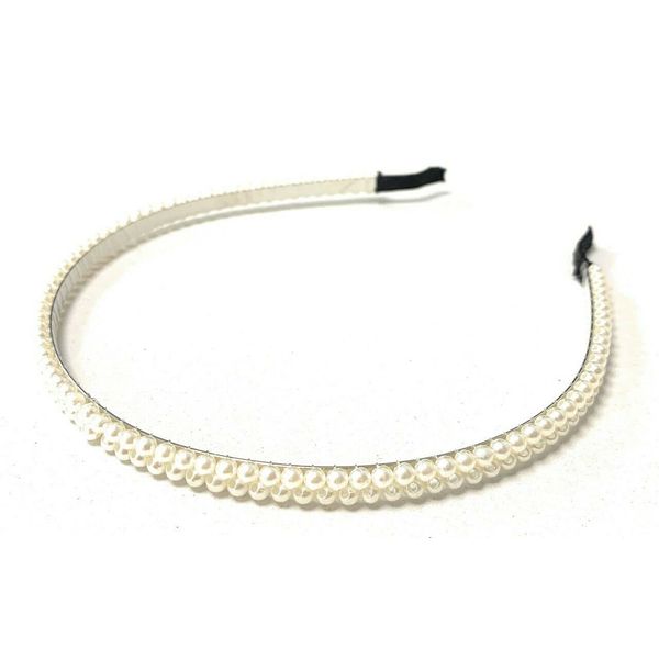 Classic Girls White Ivory Double Row Pearl Alice Band Hair Head Women's Bridal Headband