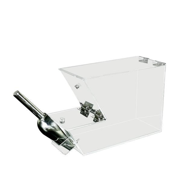 Clear Plaxiglass Hinged Candy Bin Acrylic Dispenser Transparent Treats Display