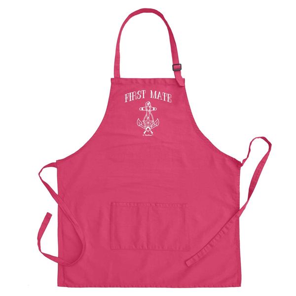 ThisWear First Mate Nautical Gift Funny Apron for Grilling Cooking Two Pocket Apron for Sailing or Fishing Heliconia