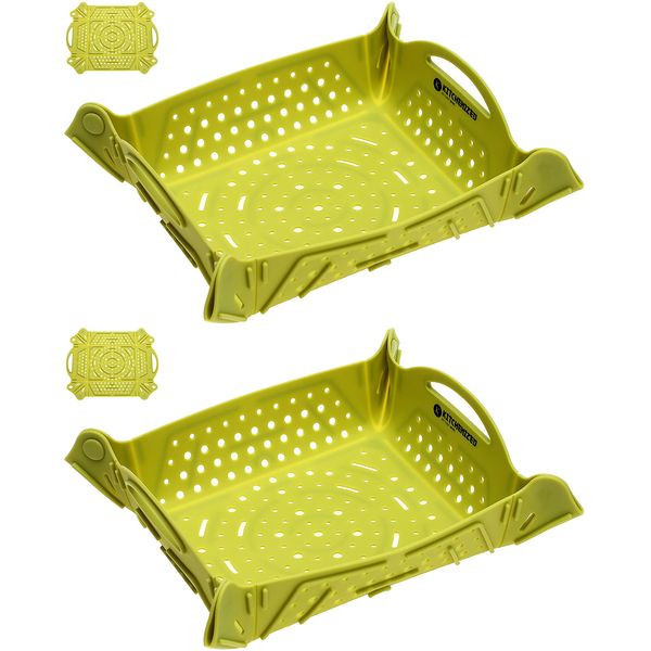 Kitchenized by Chef Mori Silicone Mat, Strainer, Sink Mat, Food Basket, Trivet, Drying Mat 11" x 14" - 2 pack