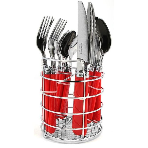 Sensations II 16 Piece Plastic Handle Flatware in Red by Gibson Overseas by Gibson