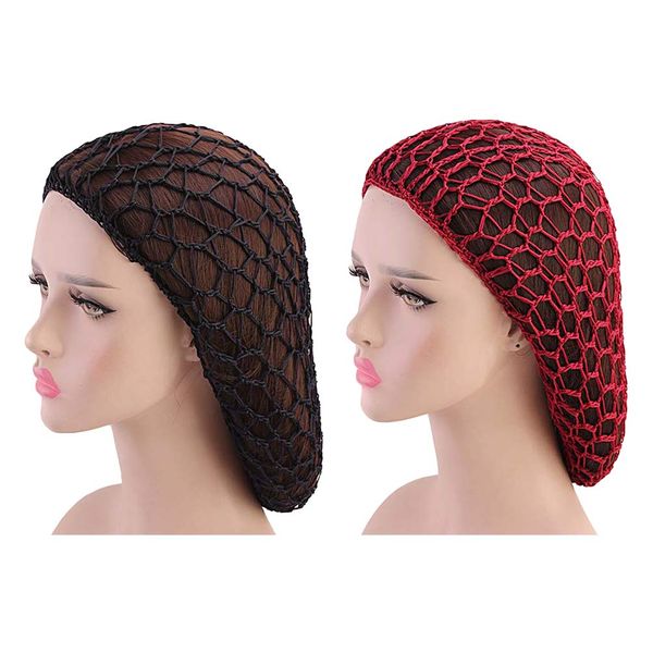 minkissy Crochet Hair Net Snood Bun Cover Hair Net Sleeping Hair Night Net Cover Hair Accessories For Women Girls 2pcs