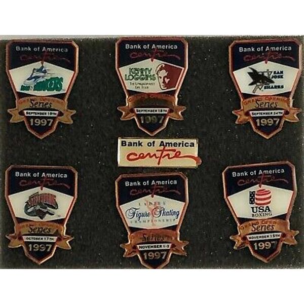 Vtg Bank Of America Centre Grand Opening Lapel Pin Set 90’s Sports & Advertising