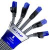 Maximm Cat 6 Ethernet Cable, 1 ft, 5 Pack Easy-Hide Flat Super-Durable Black and White Braided Network LAN Internet CableCord