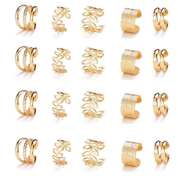 20 PCS Gold Hair Jewelry for Braids with Crystal Rhinestone Dreadlock Braid Clips Non-Piercing Ear Cuffs Clip Jewelry for Women Men Hair Accessories Braids