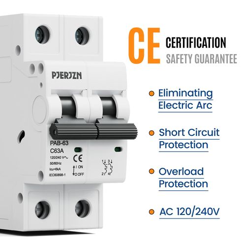 Pjerjzn Miniature Circuit Breaker 120/240VAC 16A Double Pole Circuit Breaker DIN Rail Mount,Thermal Magnetic AC Disconnect Switch for House, Electrical Systems, Emergency Generators (16 Amp)