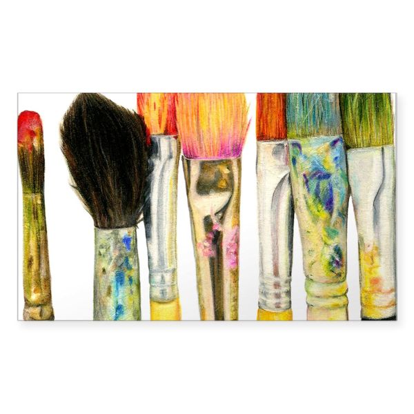 CafePress Artist Paint Brushes 02 Rectangle Bumper Sticker Car Decal