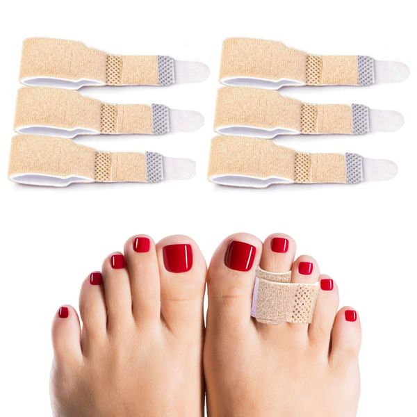 6 PCS Hammer Toe Straighteners, Hammer Toe Separators Splint, Toe Bandage, Hammer Toe Corrector, Toe Cushioned Bandages warp for Correcting Hammer Toes,Broken Toes,Crooked Toes & Overlapping Toes