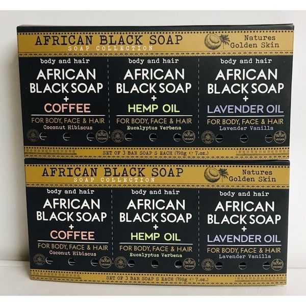 2-Pack African Black Bar Soap Collection 6 bars 7 oz Each