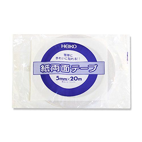 Shimojima 002068000 Double-Sided Tape Double Sided Paper Tape, Width 0.2 inch (5 mm) x 66.4 ft (20 m) Roll, 1 Roll