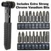 Right Angle Close Quarters Ratcheting Reversible Screwdriver Set with 18 Bits