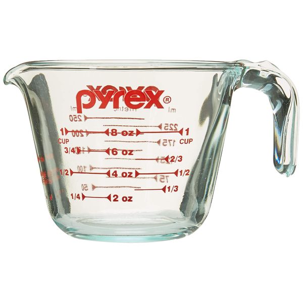 Pyrex Prepware 1-Cup Measuring Cup, Clear with Red Measurements