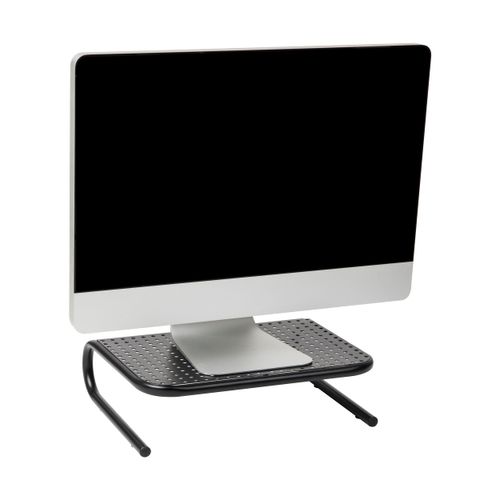 Mind Reader Monitor Stand, Ventilated Laptop Riser Desktop Organizer, Office, Metal, 14.5"L x 11.25"W x 4.25"H, Black