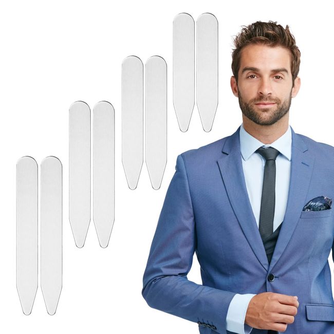 Collar Stiffeners 8Pcs Stainless Steel Shirt Collar Stiffeners Metal Collar Stays Collars Support Stays for for Men Women 4 Sizes