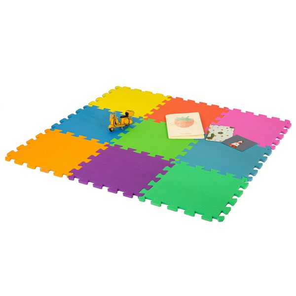 DIVCHI Foam Play Mat - 29x29cm Multi Colour Floor Mats 9 Pack - Comfortable Cushiony Foam Floor Puzzle Mat for Kids & Toddlers