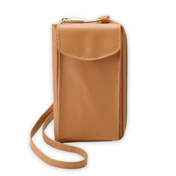 iMedia Women's Shoulder Bag, Smartphone Shoulder Pouch, Camel