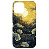 iPhone 15 Plus Anime Cartoon Yellow Sunset Ocean Wave Smartphone Case
