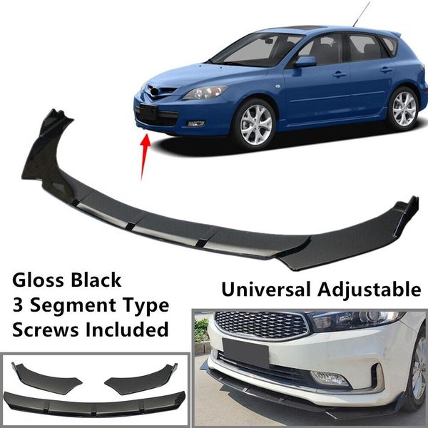 Fit For Mazda 3 2004-2009 Front Bumper Lip Spoiler Universal 3 Segment Type