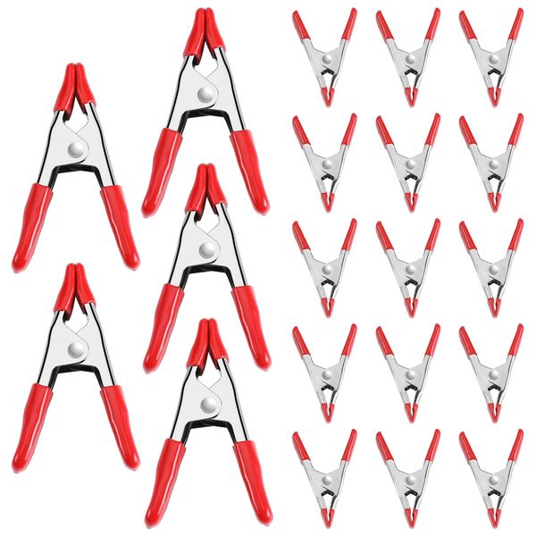 WORKPRO 20-Piece Steel Spring Clamp Set, 15pc 3/4" clamps, 5pc 1" clamps for Wood Working, DIY, Photo Studio Backdrops Backgrounds, W001401A