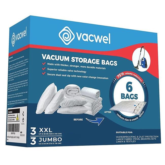  Vacwel 3-Pack XXL,Vacuum Storage Bags,Space Saver Bags