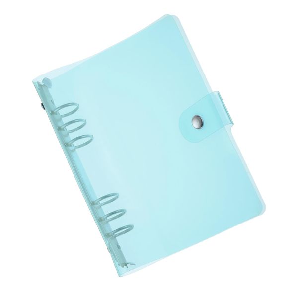 PATIKIL A6 Clear Binder Cover, Soft PVC Loose Leaf Binder Protector Refillable Notebook Shell with Snap Button Closure for DIY Meeting Notebook Folder, Blue