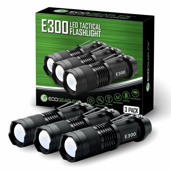 E300 EDC Flashlight - Everyday Carry Flashlight 3 Light Modes and Zoom [3 PACK]