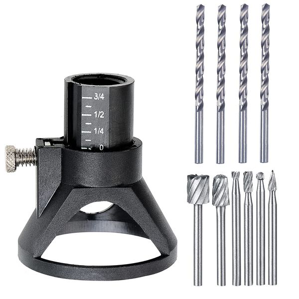 Kimlonton Mini Router Cover Positioner, Plastic Base, Woodworking Locator Seal Attachment and Rotary File, Rotary Bar, Router Bit, Carbide Drill Bit Set, Carbide Bars, Tungsten Bars, Drill Blades,