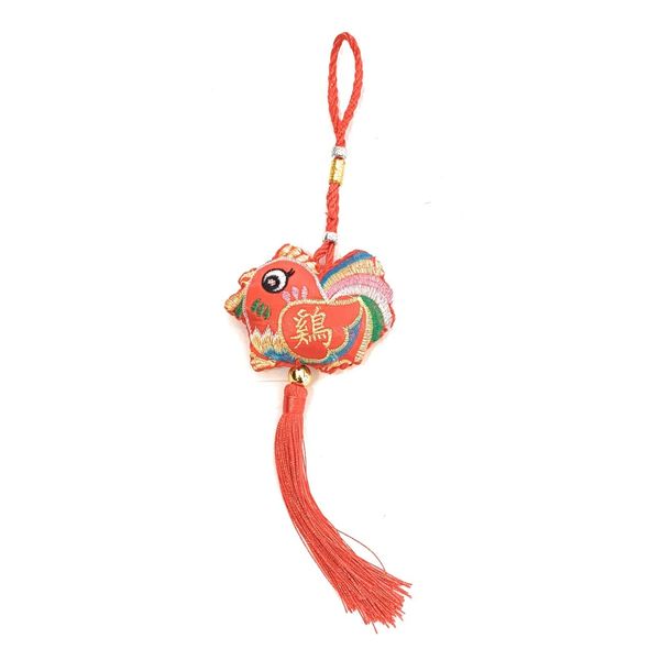 Lucky Tassel Chinese New Year Wall Hanging Car Deco Bag Charm - Zodiac Animals (Rooster)