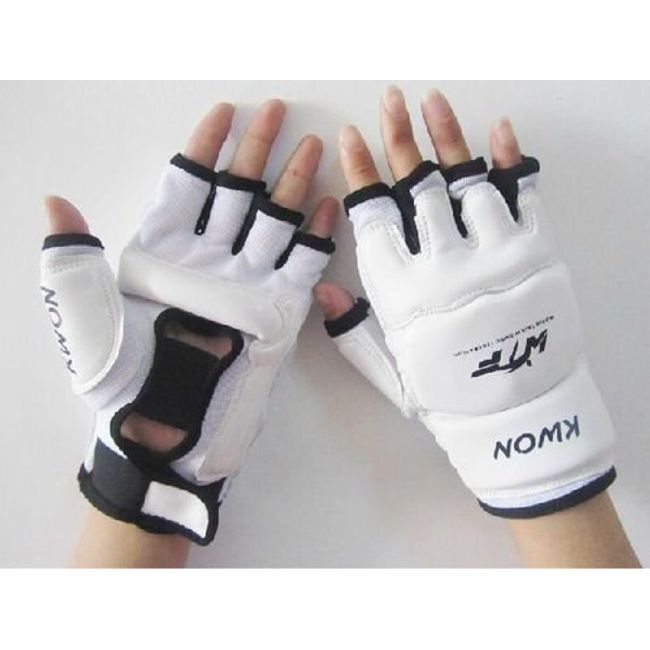 Hit Special Open Finger Gloves Taekwondo Martial Arts Karate Jiu Jitsu (White, L)