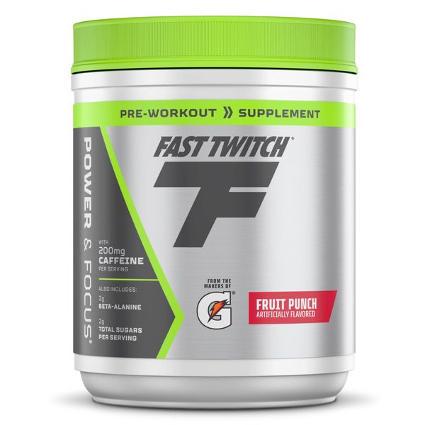 Fast Twitch, Caffeinated Pre-Workout Supplement Mix, Fruit Punch, 1.01lb (Pack of 1) Cannister (Packaging May Vary)