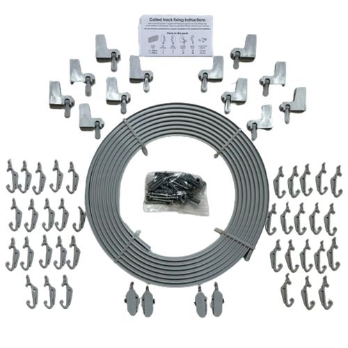 Speedy 3.5m BENDABLE CURTAIN TRACK For Straight & Bay Window Rail Top or Face Fix - Comes BLACK ~ OAK ~ SILVER (Silver)