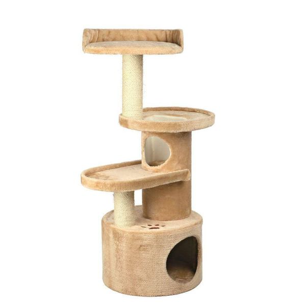 TRIXIE Cat Tower 17.5"x41.25" Padded Platforms Beige w/ Scratching Posts + Condo