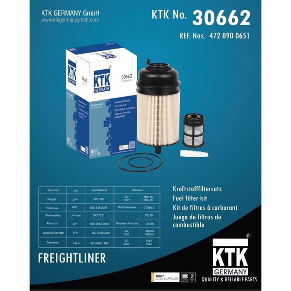 OEM Fuel Filter Kit Replacement for DDE A4700903151 - KTK GERMANY