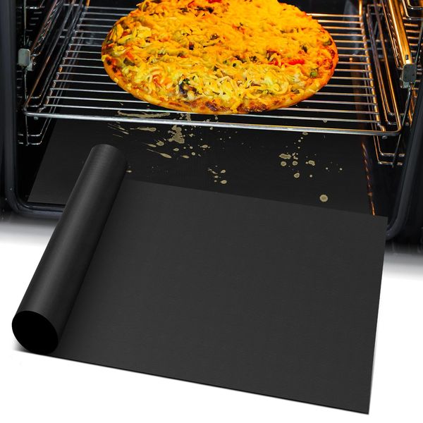 Oven Liners for Bottom of Electric Gas Oven, Reusable Non-Stick Teflon Protector Mat, Heat Resistant Grill Mats Outdoor, Easy to Clean Gas Stove Liners BPA and PFOA Free 23.6"x 15.7" Stovetop Cover