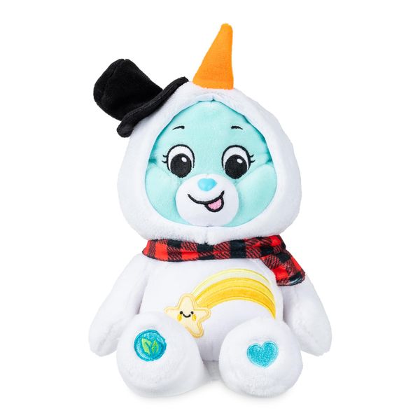 Care Bears | Snowman Wish Bear 22cm Bean Plush | Collectible Cute Soft Toy, Christmas Cuddly Toy for Boys Girls, Plush toy for Kids, Children Ages 4+ Gold with Star Badge | Basic Fun 22551