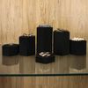 BELLE VOUS 6 Pack of Black Wooden Hexagon Display Risers - Wood Showcase Stands for Shelves and Countertops - Step Plinths for Jewellery, Retail, Figures, Cupcakes and Desserts