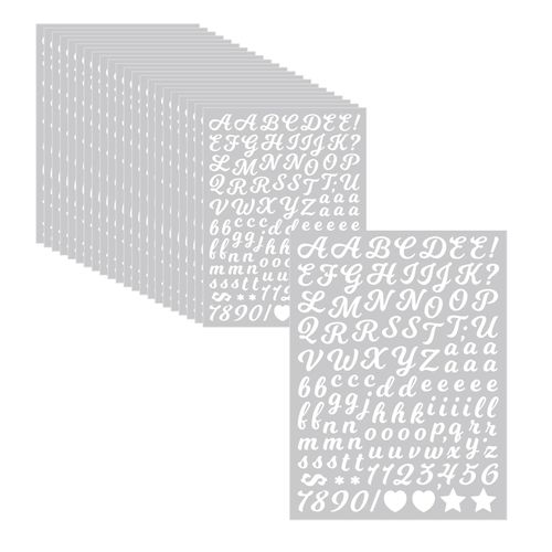 3040 Pcs Alphabet Stickers 20Sheets Letter Stickers Small,0.5'' Self-Adhesive Vinyl Waterproof Number,Mailbox Labels DIY Crafts Art Making,Windows, Doors, Signs,Notebook (White(Cursive Style))