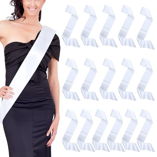 Dreamtop 16Pcs Sash Satin Sash White Blank Sash Blank Sashes for Pageants Senior Sash 2024 White Sash for Beauty Pageant