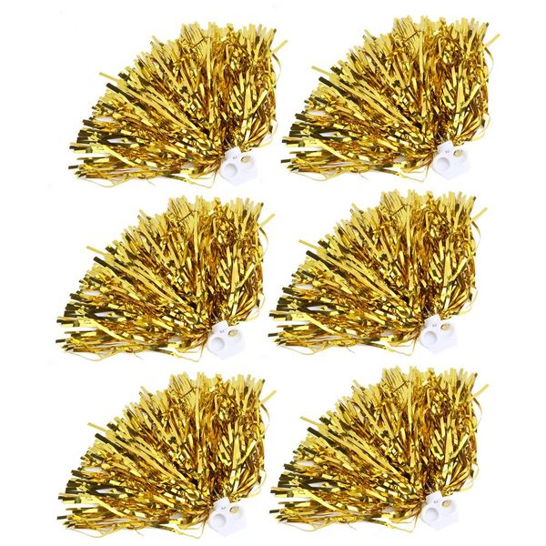 VGEBY Cheerleading Pom Poms Set Sport Phantasie Party Dance Zubehör 6 Stücke(Gold)