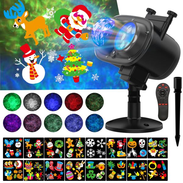 Christmas Projector Light, Syslux Marine Light, RGB Multicolor Changing LED Floodlight, Illumination, Projection Light, Waterproof Remote Control, Outdoor, Projection Projection Lamp, Party, New Year,