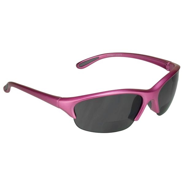 proSPORT Bifocal Sunglass Safety Reader Woman +3.00 Pink Frame Smoke Lens Lightweight Sport Sunglasses