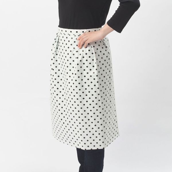 One Touch Waterproof Apron with Polka Dot Pattern, White, One Size Fits Most, Made in Japan