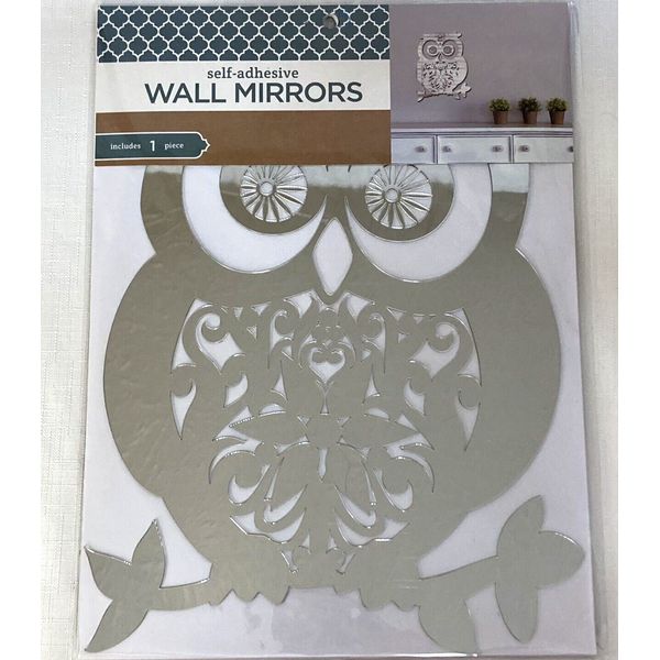 Self-Adhesive Owl Shaped Wall Mirror Decorative Frameless 8.75" x 11.75" New