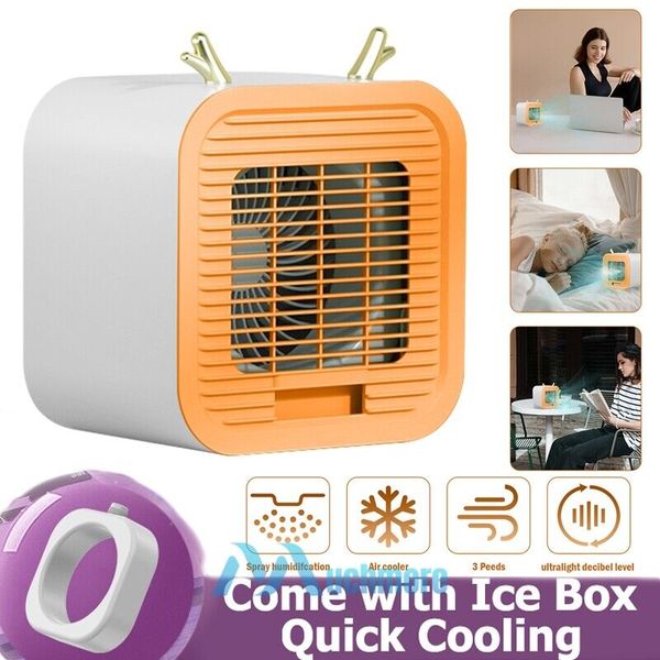 3-Gears Air Conditioner Portable Evaporative Cooler Mini Cooling Fan w/ Ice Box