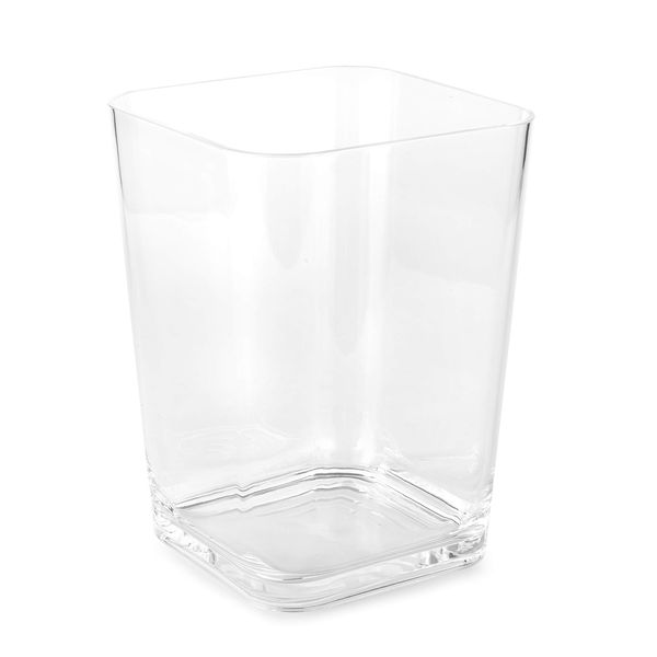 Huang Acrylic Clear Square Wastebasket Trash Can | Garbage Container Bin for Bathrooms, Kitchens, Home Offices | Shatter-Proof, Stylish, Durable and Compact Design